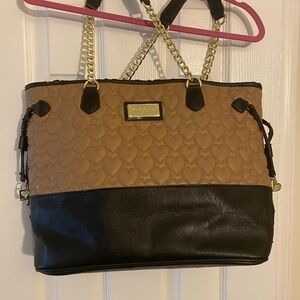 Brown and Black Quilted Tote Bag